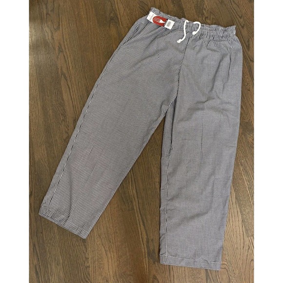 CHEF WORKS Culinary Mens Pants Black & White Check SZ 2XL Drawstring 3 pkt NWT! - Picture 1 of 12